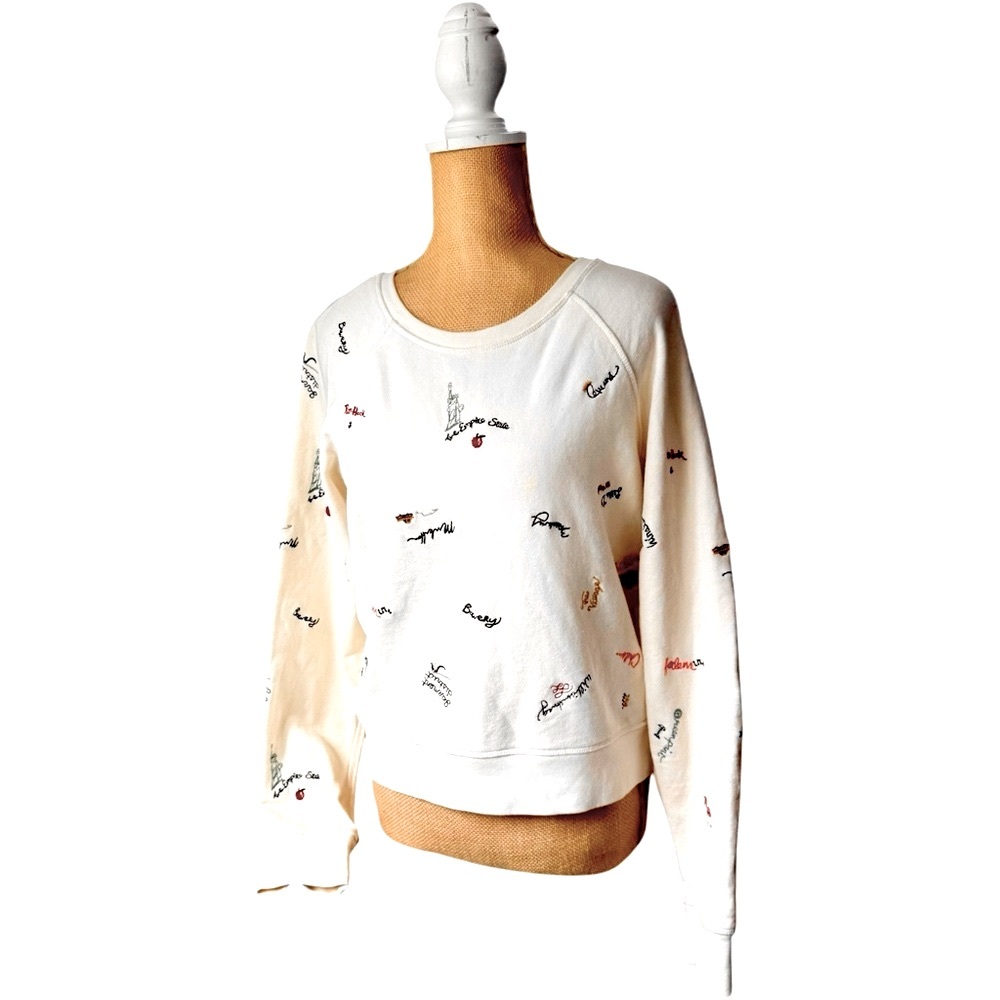 Madewell NY Embroidered Cream Top size smalll